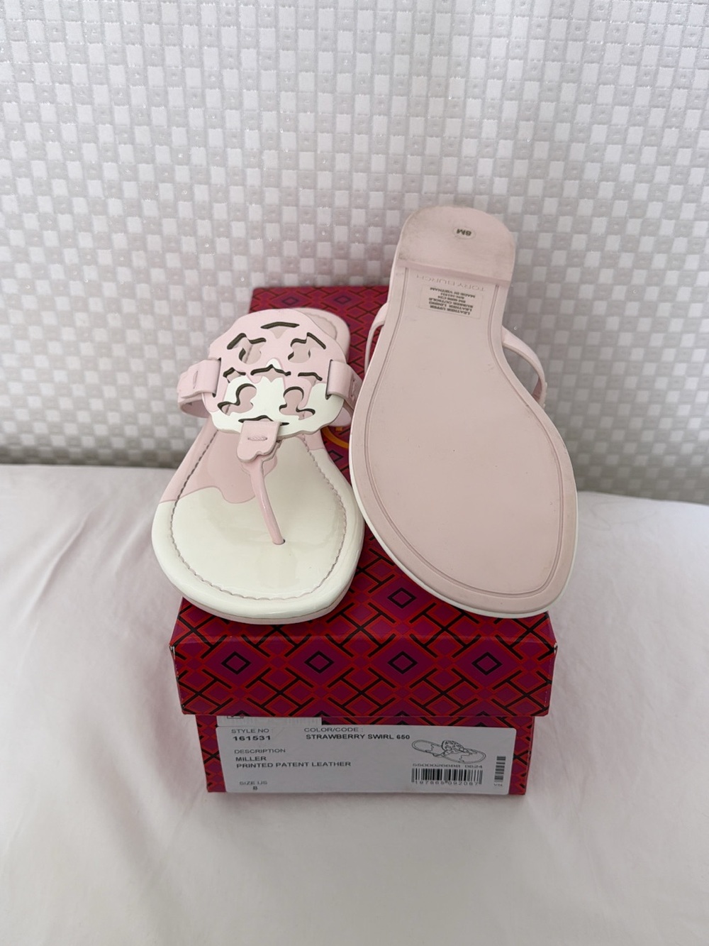 Tory Burch Limited! Strawberry swirl Leather Miller sandals (worn only twice)